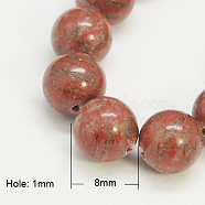 Natural Sesame Jasper/Kiwi Jasper Beads Strands, Round, Dark Red, 8mm(G-G149-8mm-2)