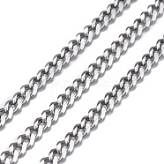 304 Stainless Steel Twisted Chains, Curb Chain, Diamond Cut Chains, Unwelded, Stainless Steel Color, 4x3x0.8mm(CHS-K010-02P)
