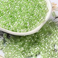 Opaque Acrylic Beads, Beans, Lawn Green, 6x3.5x3mm, Hole: 1.2mm, about 10000pcs/500g(MACR-K359-01B)