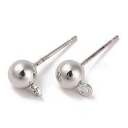 Silver Alloy Stud Earring Findings, with Horizontal Loops & 925 Sterling Silver Pin, Round, 7.5x5mm, Pin: 17x0.7mm(EJEW-H108-01A-S)
