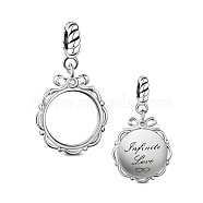 TINYSAND 925 Sterling Silver European Dangle Charms, Infinite Love Dangle Charm, with Cubic Zirconia and Glass, Platinum, 26.62x14.3mm, Hole: 4.69mm(TS-P-245)