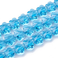 Transparent Glass Beads, Faceted, Plum Blossom, Deep Sky Blue, 10x10x7mm, Hole: 1mm(X-GLAA-Q066-10mm-C18)