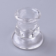 Transparent Glass Candle Holders, for Pillar or Taper Candle, Home Decoration, Clear, 59~60x55~57mm, Inner Diameter: 22mm, 2pcs/set(AJEW-WH0109-18)