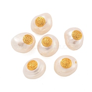 Oval Natural Freshwater Pearl Beads, with Long-Lasting Plated Brass Findings, Real 18K Gold Plated, 10.5~11x9~10x8~9.5mm, Hole: 1~1.2mm(PEAR-K009-03G)