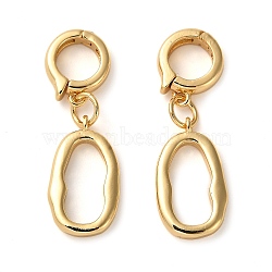 Rack Plating Brass Fold Over Clasps, Oval, Real 18K Gold Plated, 38mm long, Oval: 21x12x3mm, Ring clasp: 14.5x11x4mm, hole: 7.5mm(KK-Q807-05G)