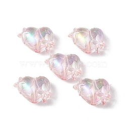 Transparent Acrylic Beads, AB Color Plated, Heart with Star, Misty Rose, 14.5x19.5x10mm, Hole: 2mm(OACR-B005-01D)