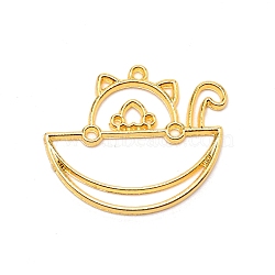 Alloy Open Back Bezel Pendants, for DIY UV Resin, Epoxy Resin, Pressed Flower Jewelry, Cat, Golden, 33x40x2.5mm, Hole: 2mm(FIND-WH0091-51)