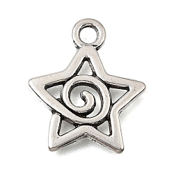 Tibetan Style Alloy Pendants, Spiral Star Charms, Antique Silver, 20x16.5x1.5mm, Hole: 2.2mm(AL-CBA991B-01AS)