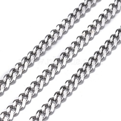 Tarnish Resistant 304 Stainless Steel Twisted Chains, Curb Chain, Diamond Cut Chains, Unwelded, Stainless Steel Color, 4x3x0.8mm(CHS-K010-02P)