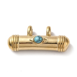 Boho Style Synthetic Turquoise Dyed 1-Bead Pendants, Column Charms with Golden Plated 304 Stainless Steel Findings, Turquoise, 15x33.5x10mm, Hole: 3.8mm(STAS-P328-01G-01)