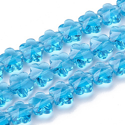 Transparent Glass Beads, Faceted, Plum Blossom, Deep Sky Blue, 10x10x7mm, Hole: 1mm(X-GLAA-Q066-10mm-C18)