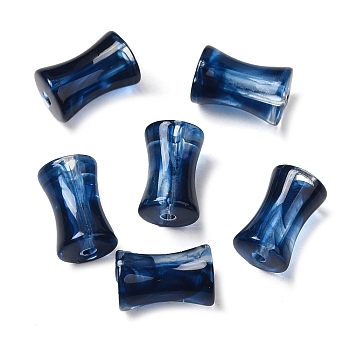 Transparent Acrylic Beads Gradient Effect, Bamboo Joint, Midnight Blue, 12.5x7.5mm, Hole: 1.8mm, 1020pcs/500g