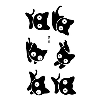 Anmial Theme Removable Temporary Water Proof Tattoos Paper Stickers, Cat Pattern, 10.5x6cm