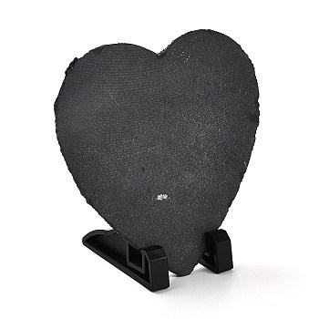 Sublimation Blank Natural Slate Rock Stone Plate, with 2Pcs Plastic Racks, Heart Shaped Photo Frame for Heat Press Machine, 140x80x165mm