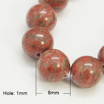 Natural Sesame Jasper/Kiwi Jasper Beads Strands, Round, Dark Red, 8mm