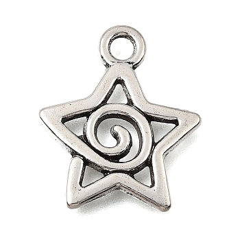Tibetan Style Alloy Pendants, Spiral Star Charms, Antique Silver, 20x16.5x1.5mm, Hole: 2.2mm
