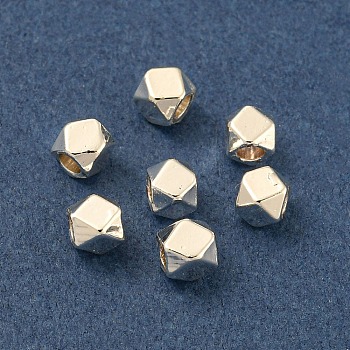 Rack Plating Brass Spacer Beads, Long-Lasting Plated, Cadmium Free & Lead Free, Polygon, Platinum, 2.5x2.5mm, Hole: 1.5mm