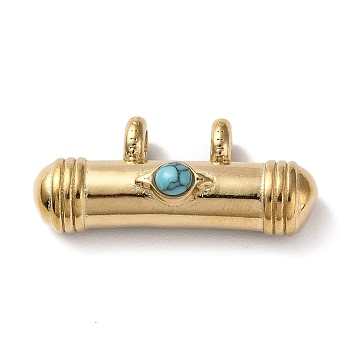 Boho Style Synthetic Turquoise Dyed 1-Bead Pendants, Column Charms with Golden Plated 304 Stainless Steel Findings, Turquoise, 15x33.5x10mm, Hole: 3.8mm