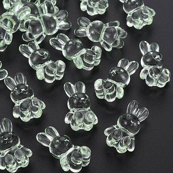 Transparent Acrylic Beads, Rabbit, Light Green, 24.5x14.5x11mm, Hole: 2.5mm, about 300pcs/500g