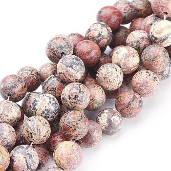 Natural Red Leopard Skin Jasper Beads Strands, Round, 12mm, Hole: 1mm, about 32pcs/strand, 16 inch