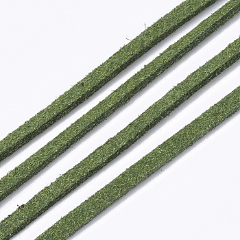 Faux Suede Cord, Faux Suede Lace, Green, 2.5~2.8x1.5mm, about 1.09 yards(1m)/strand