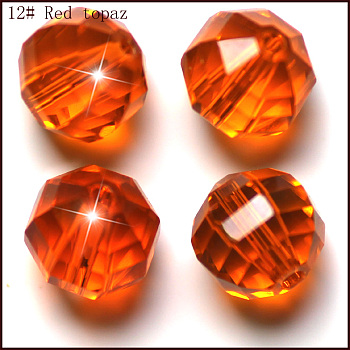 Imitation Austrian Crystal Beads, Grade AAA, Faceted, Round, Dark Orange, 8mm, Hole: 0.9~1mm