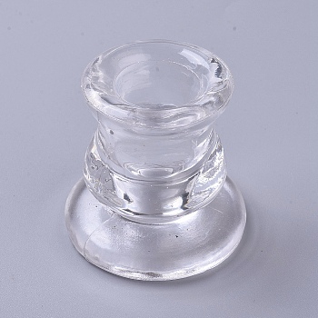Transparent Glass Candle Holders, for Pillar or Taper Candle, Home Decoration, Clear, 59~60x55~57mm, Inner Diameter: 22mm, 2pcs/set