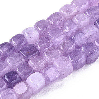 Natural Dolomite Beads Strands, Dyed, Cube, Plum, 7~8x7~8x7~8mm,  Hole: 1.2mm, about 50~52pcs/strand, 14.76 inch~15.35 inch(37.5cm~39cm)