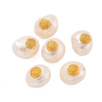 Oval Natural Freshwater Pearl Beads, with Long-Lasting Plated Brass Findings, Real 18K Gold Plated, 10.5~11x9~10x8~9.5mm, Hole: 1~1.2mm