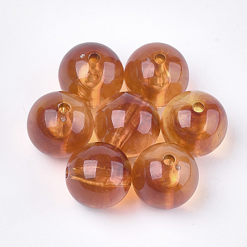 Acrylic Beads, Imitation Gemstone Style, Round, Sandy Brown, 20x19.5mm, Hole: 3mm