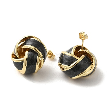 Boucles d'oreilles à tige en laiton plaqué or véritable 18k pour femmes(EJEW-M251-09G-02)-2