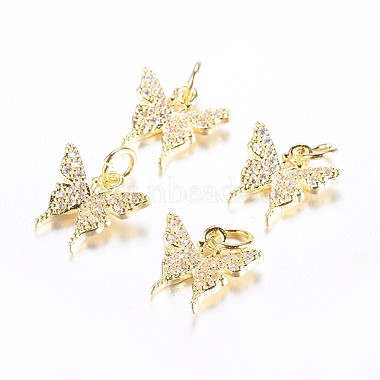 Real Gold Plated Clear Butterfly Brass+Cubic Zirconia Charms