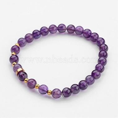 Natural Round Gemstone Beaded Stretch Bracelets(BJEW-JB02453)-2