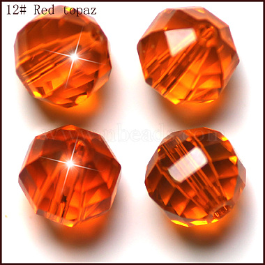 Dark Orange Round Glass Beads