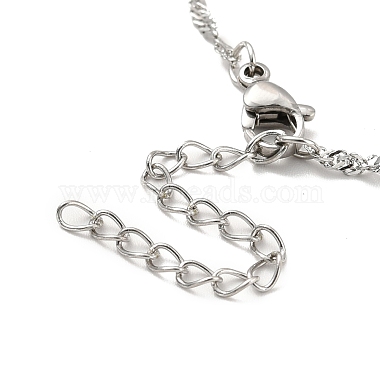 304 Stainless Steel Singapore Chain Necklace with Beads for Men Women(NJEW-P263-01P)-2