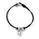 304 Stainless Steel Dog Charm Bracelet with Waxed Cord for Women(BJEW-A125-14)-1