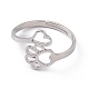 201 Stainless Steel Heart & Dog Paw Prints Adjustable Ring for Women(RJEW-K238-09P)-1