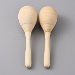 Unfinished Hand Painted Maracas, Mini Wooden Fiesta Maracas, with Porcelain Beads inside, BurlyWood, 195x56.5mm(AJEW-WH0317-24B)