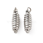 Brass Box Clasps, Grooved Column, 1-Strand, 2-Hole, with Jump Ring, Platinum, 24x6mm, Hole: 2.5mm(KK-K425-01P)