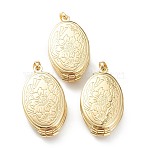 Brass Locket Pendants, Oval, Real 18K Gold Plated, 35x20x9.5mm, Hole: 5.54mm(X-KK-P199-10G)