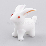 Bunny Home Decorations, Handmade Lampwork Display Decorations, 3D Rabbit, White, 20x11x21mm(X1-LAMP-J084-28)