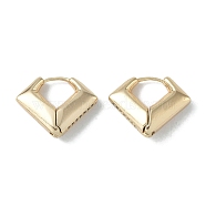 Rhombus Brass Micro Pave Cubic Zirconia Stud Earrings for Women, Real 18K Gold Plated, 20x7mm(EJEW-H006-03G)