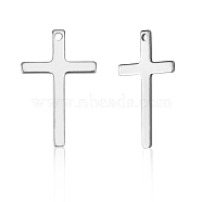 201 Stainless Steel Pendants, Cross, Stainless Steel Color, 25x16x0.9mm, Hole: 1.4mm, 20pcs/bag (STAS-YW0001-29P)