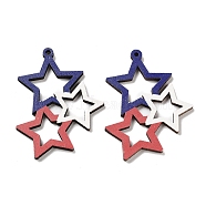 Spray Painted Wood Big Pendants, Star, 50x38x2.5mm, Hole: 2mm(WOOD-D028-01T)