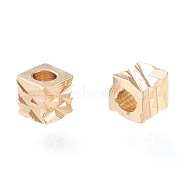 Brass Spacer Beads, Long-Lasting Plated, Fancy Cut Cube, Real 18K Gold Plated, 3x3x3mm, Hole: 1.5mm(KK-H101-05LG)