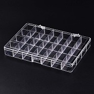 Polystyrene Bead Storage Containers, 28 Compartments Organizer Boxes, with Hinged Lid, Rectangle, Clear, 19.9x13.5x2.5cm, compartment: 3.2x2.7cm(X-CON-S043-024)