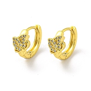 Brass Micro Pave Cubic Zirconia Hoop Earring, Real 18K Gold Plated, Butterfly, Clear, 11.5x7mm(EJEW-C088-15A-G)