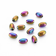 Rack Plating Rainbow Color Alloy Beads, Cadmium Free & Nickel Free & Lead Free, Oval, 8x5mm, Hole: 1.2mm(PALLOY-S180-366)