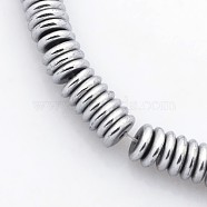 Electroplate Non-magnetic Synthetic Hematite Beads Strands, Heishi Beads, Disc/Flat Round, Platinum Plated, 4x1mm, Hole: 1mm, about 379pc/strand, 15.7 inch(G-J216F-08)