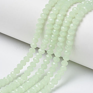 Glass Beads Strands, Imitation Jade, Faceted, Rondelle, Pale Green, 4x3mm, Hole: 0.4mm, about 130pcs/strand, 16.54 inch(42cm)(EGLA-A034-J4mm-D01)